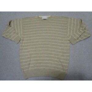 Clan Douglas Sweater Mens Extra Large Beige Striped Linen Silk Irish